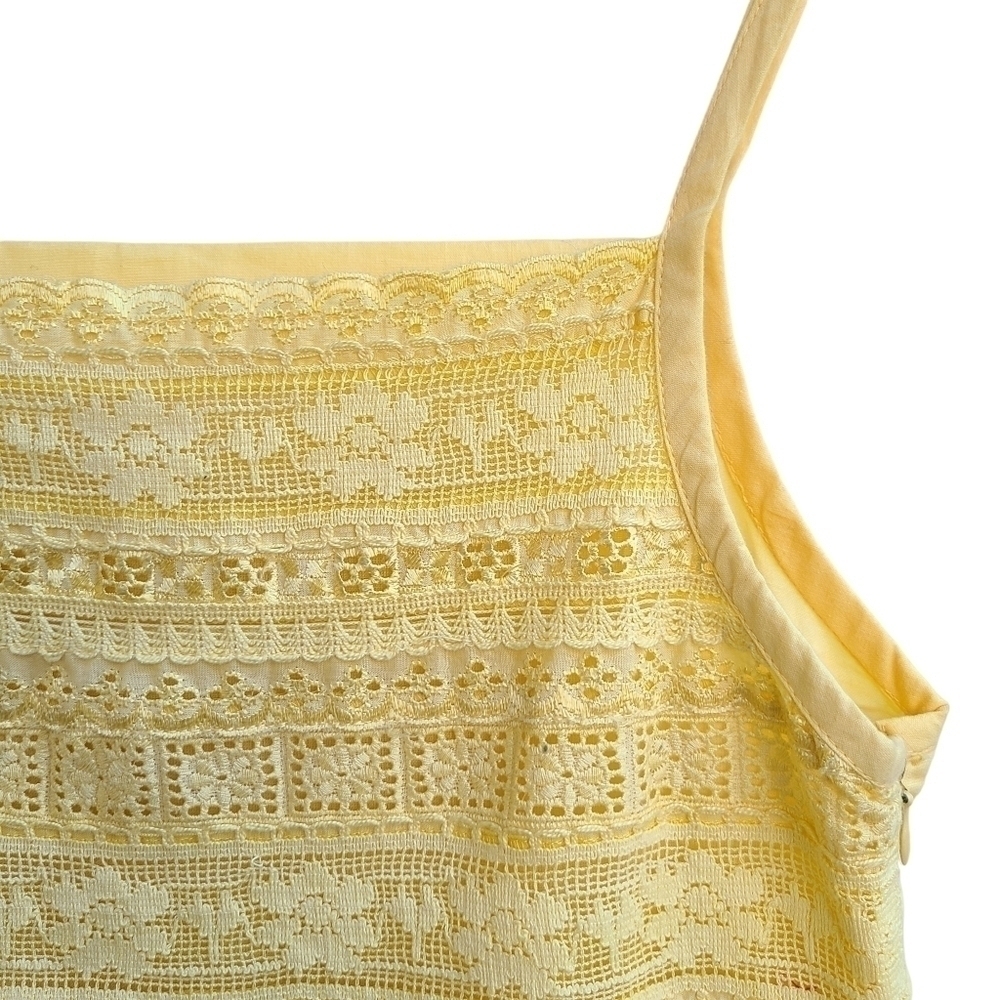 Lace and Embroidery Yellow Summer Top, Size XS - Picture 4 of 11